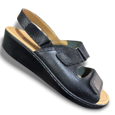 Romulo Sandalia Cuero Negro Mujer Ref 5684